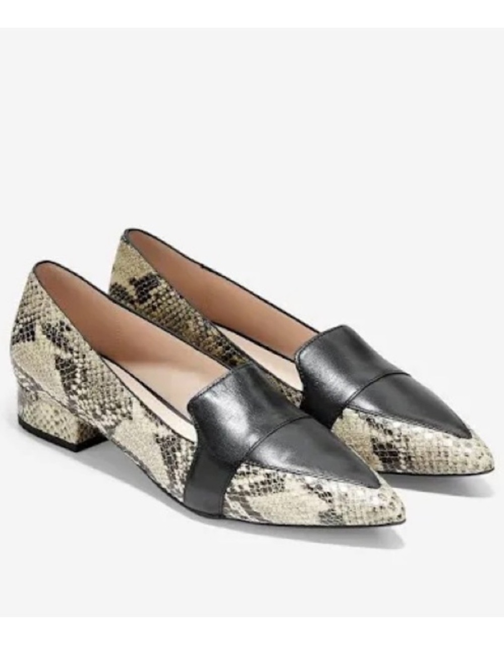 Cole Haan Marlee Block Heel Skimmer Loafers | Snake Embossed | 9.5